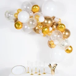 Gold & White Balloon Arch Garland - 66 Balloons<Party Delights Clearance