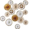 Gold & White Paper Fan Decorations (15Pk)<Party Delights
