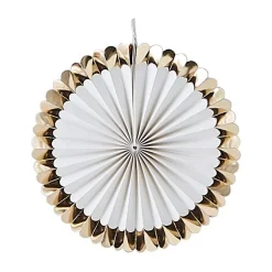 Gold & White Paper Fan Decorations (15Pk)<Party Delights