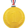 Gold Chocolate No. 1 Medal With Ribbon - 23G<Party Delights Hot