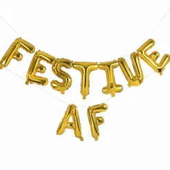 Gold Festive Af Balloon Bunting - 16" Foil<Party Delights Hot