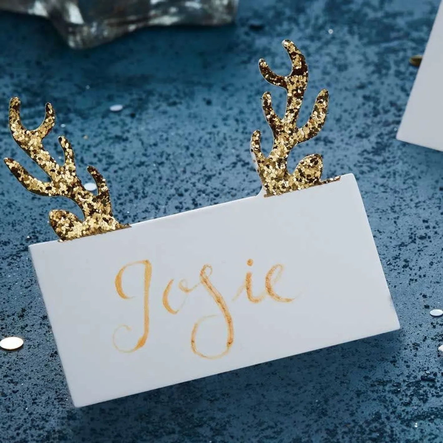 Party Delights Tableware<Gold Glitter Antler Place Cards (10Pk)