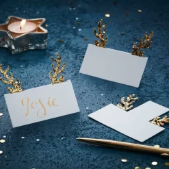 Party Delights Tableware<Gold Glitter Antler Place Cards (10Pk)