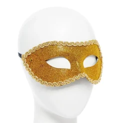 Gold Glitter Masquerade Mask<Party Delights Outlet