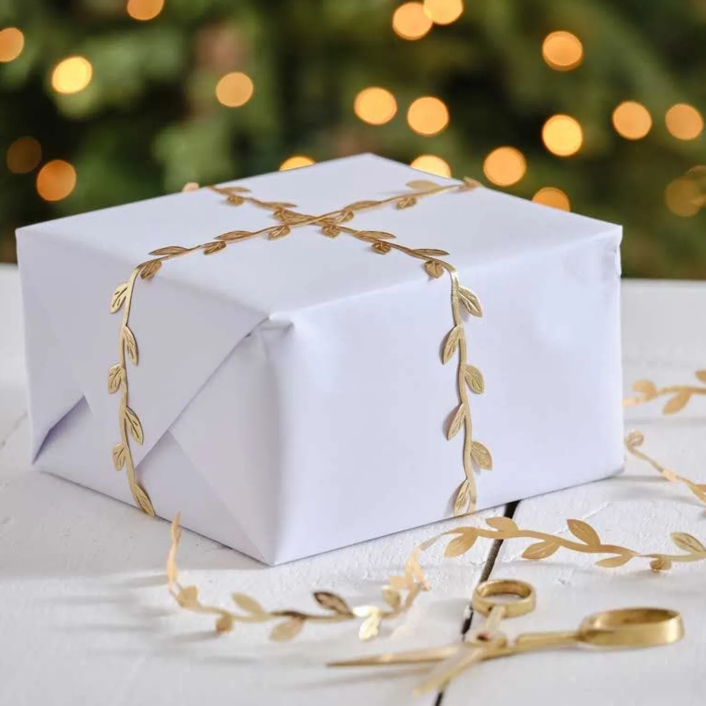 Party Delights Gift Wrapping<Gold Leaf Christmas Ribbon - 3M