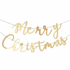 Party Delights Hanging Decorations<Gold Merry Christmas Acrylic Banner - 1.5M