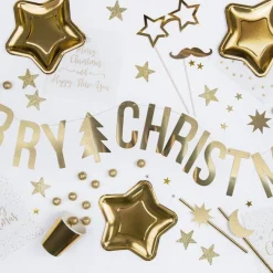 Party Delights Hanging Decorations<Gold Merry Christmas Banner - 1.5M