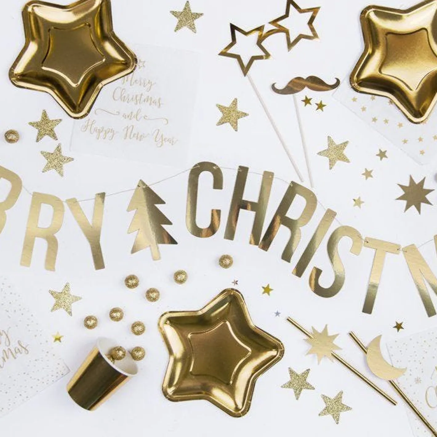 Gold Merry Christmas Banner - 1.5M<Party Delights