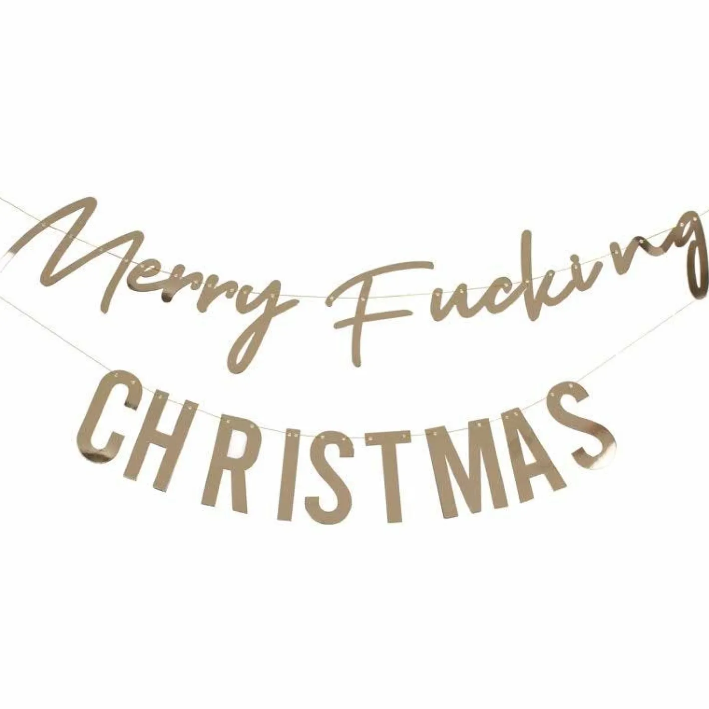 Gold Merry Fucking Christmas Paper Banner - 1.5M<Party Delights Hot