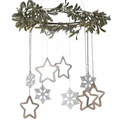 Party Delights Hanging Decorations<Gold Metal Hoop With Foliage & Wooden Hanging Decorations - 40Cm