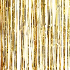 Gold Metallic Foil Fringe Curtain<Party Delights Online