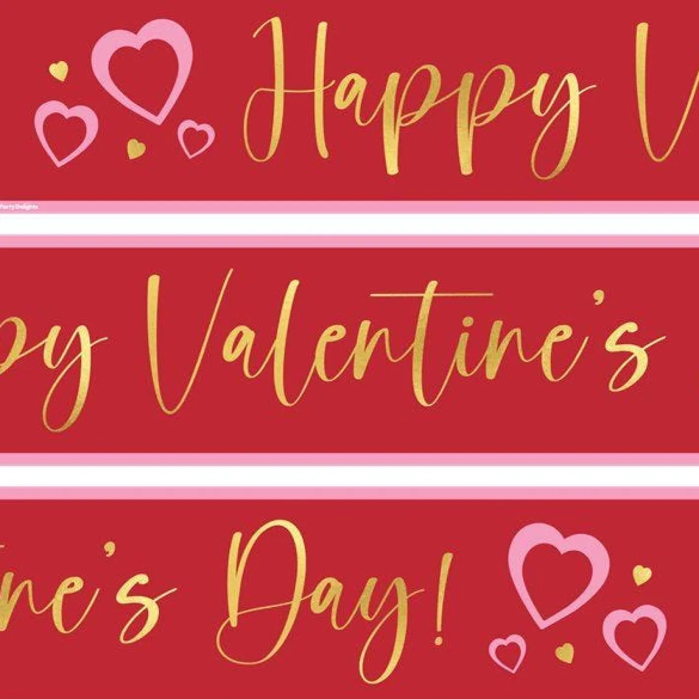Golden Hearts Paper Banners (3Pk)<Party Delights Clearance