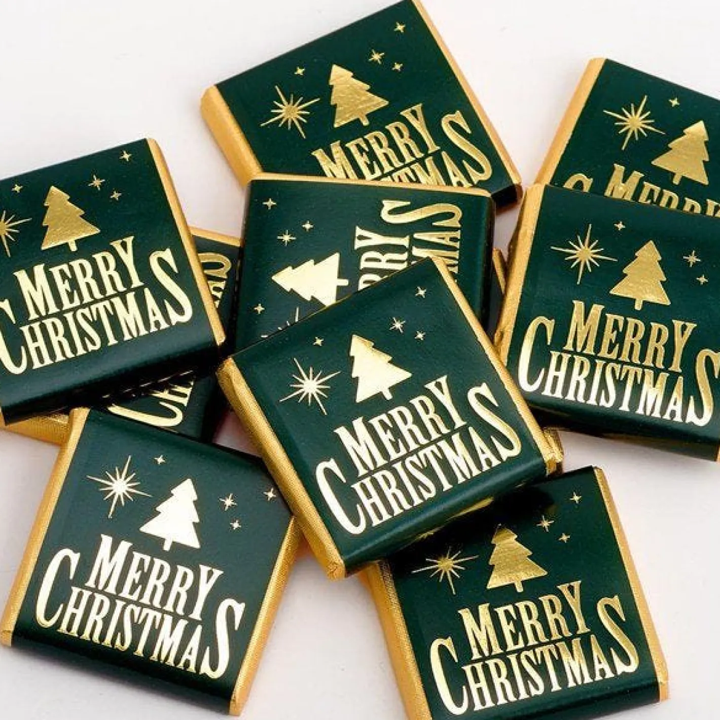 Party Delights Christmas Sweets<Green & Gold Merry Christmas Chocolate Neapolitans X50