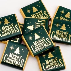 Green & Gold Merry Christmas Chocolate Neapolitans X50<Party Delights Online
