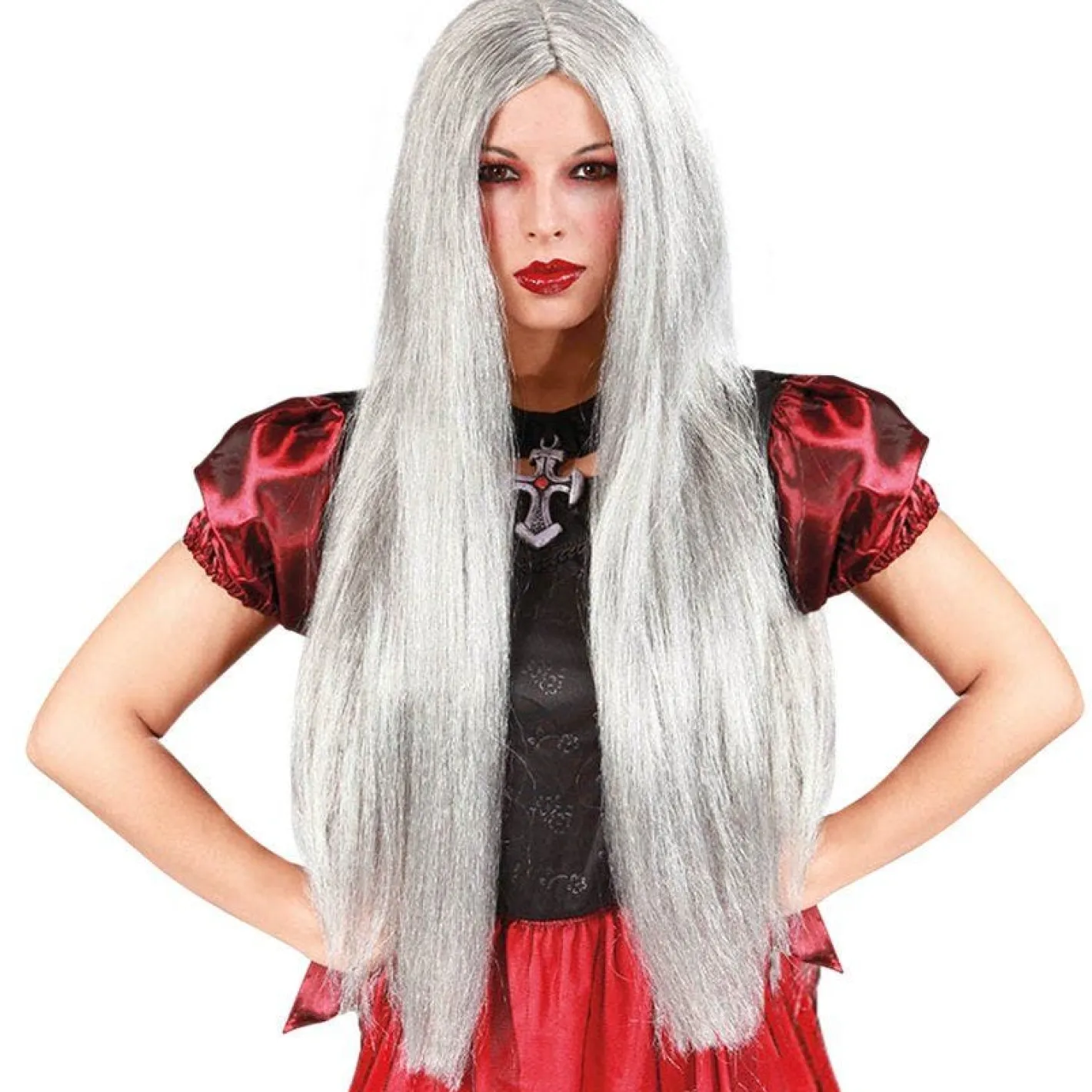Grey Long Wig<Party Delights New