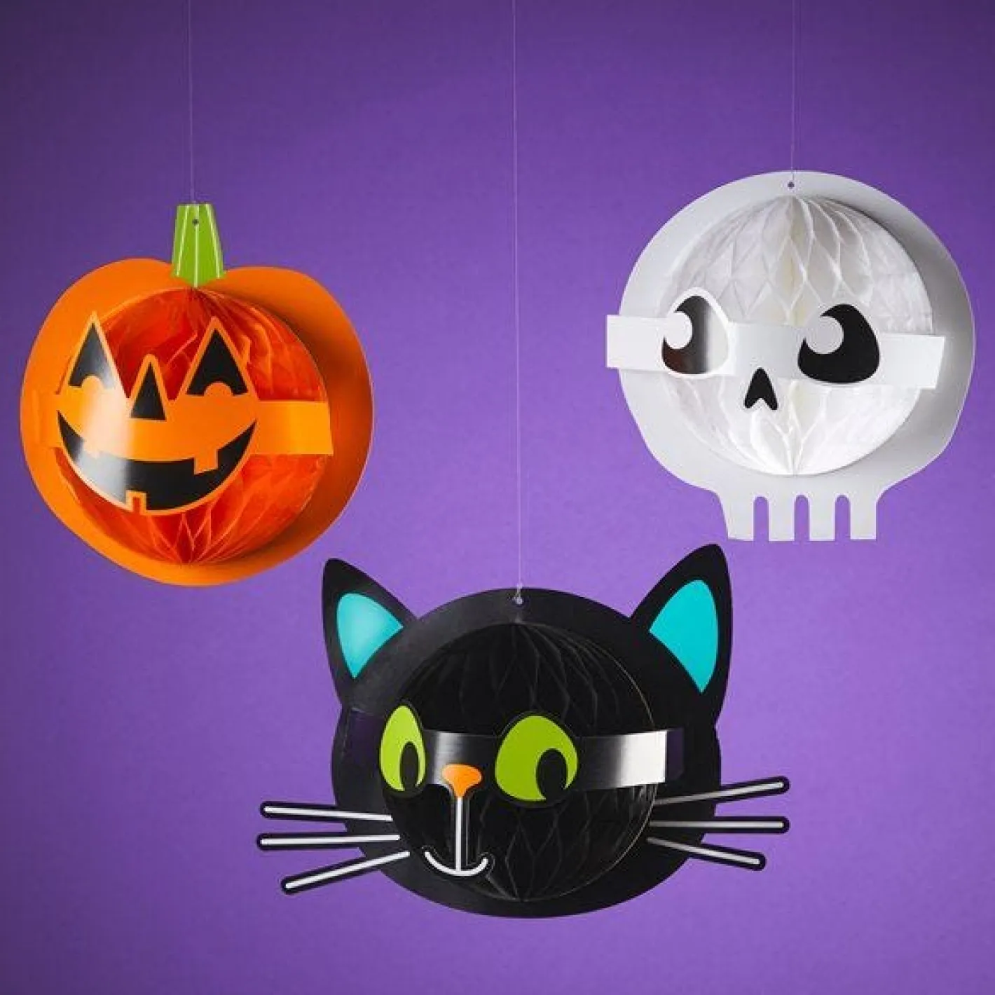 Hallo-Ween Friends Honeycomb Decorations (3Pk)<Party Delights Sale