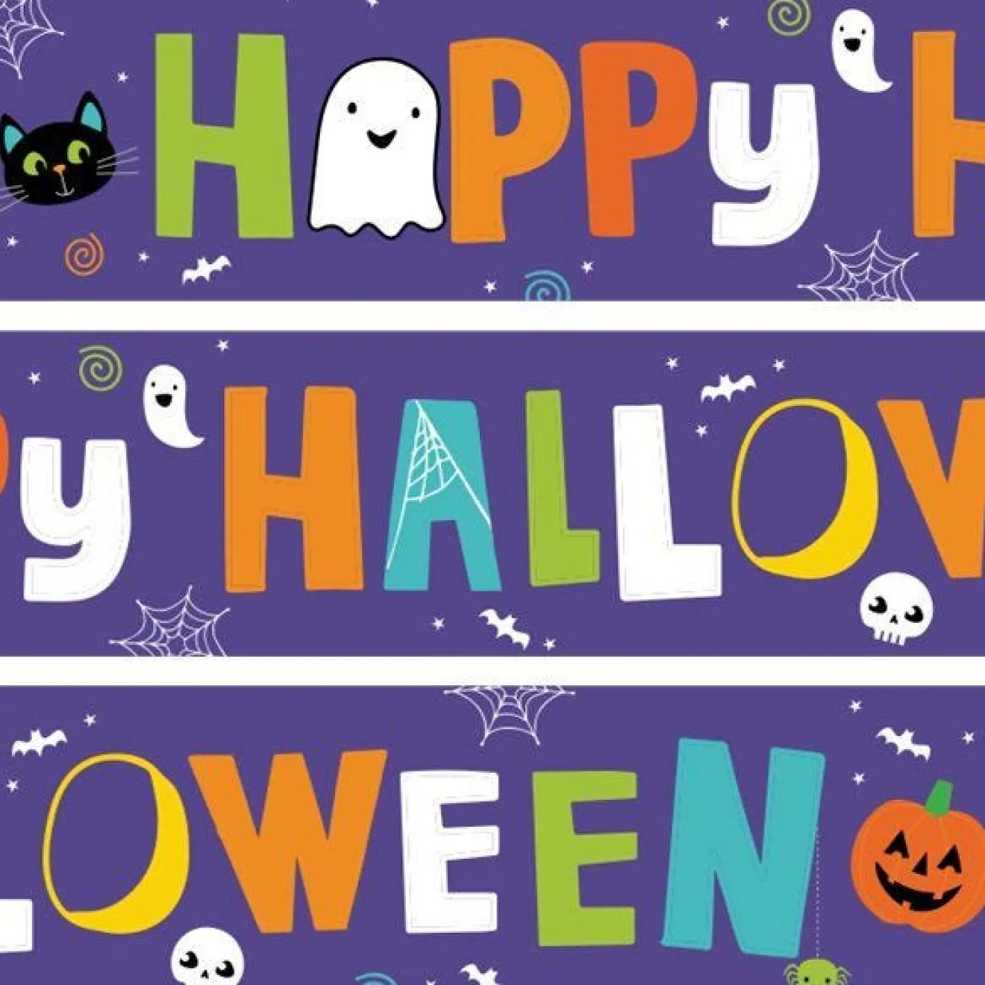 Hallo-Ween Friends Paper Banners - 1M (3Pk)<Party Delights Sale