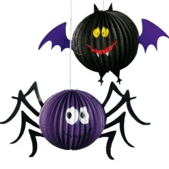 Party Delights Hanging Decorations<Hanging Spider Or Bat Honeycomb Decoration - 18Cm