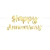 Happy Anniversary Gold Paper Banner - 1.8M<Party Delights Online