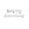 Happy Anniversary Silver Paper Banner - 1.8M<Party Delights Online