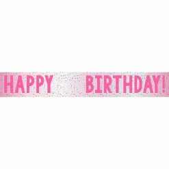 Happy Birthday Pink Add An Age Foil Banner<Party Delights Best
