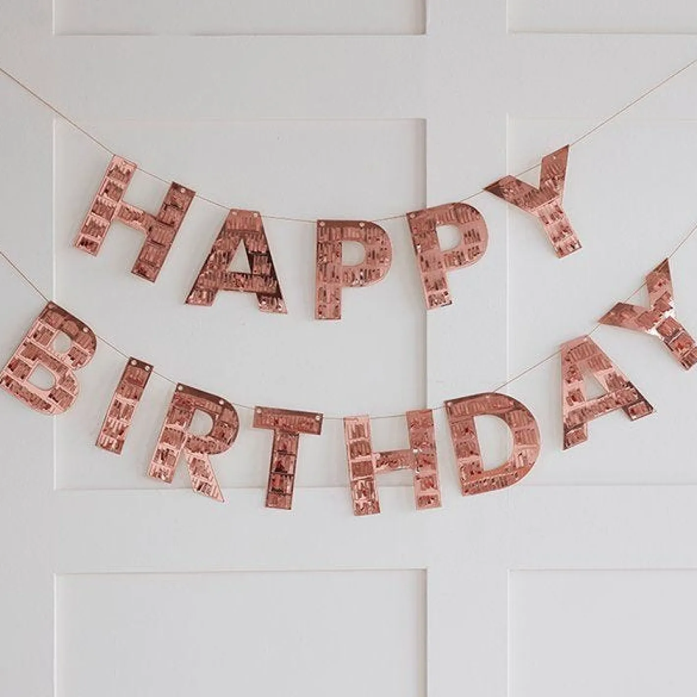 Happy Birthday Rose Gold Fringe Bunting<Party Delights Discount