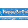 Happy Birthday Son Blue Foil Banner - 2.7M<Party Delights Sale
