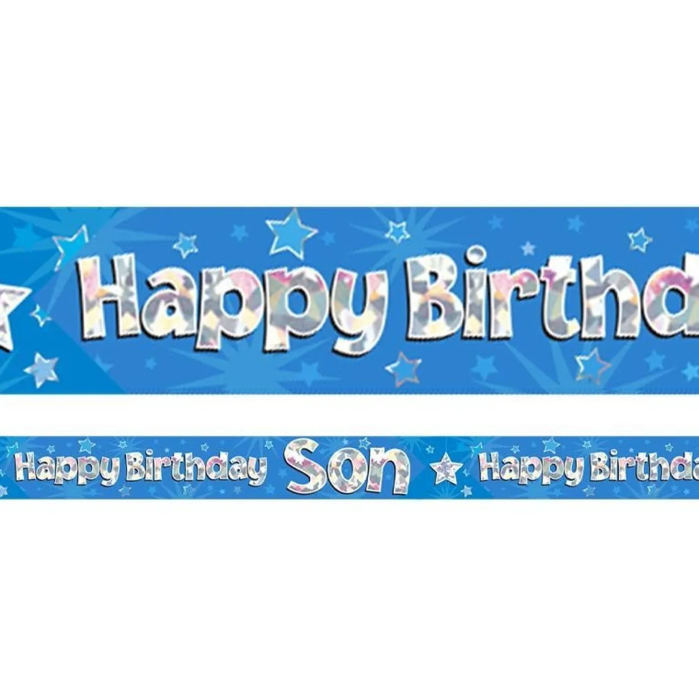 Happy Birthday Son Blue Foil Banner - 2.7M<Party Delights Sale
