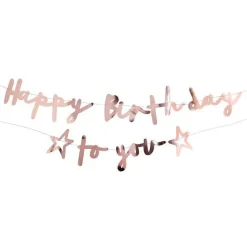Happy Birthday To You Rose Gold Paper Banner - 2M<Party Delights Outlet