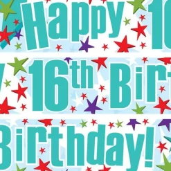 Happy 16Th Birthday Paper Banners - 1M (3Pk)<Party Delights Outlet