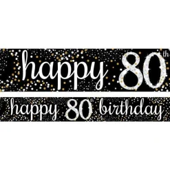 Happy 80Th Birthday Paper Banners - 1M (3Pk)<Party Delights Hot