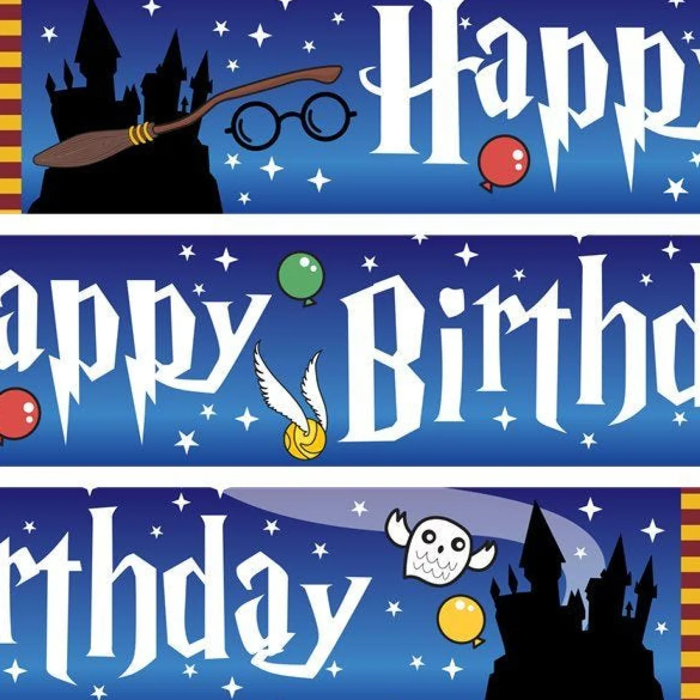 Harry Potter Style Paper Banners - 1M (3Pk)<Party Delights Outlet