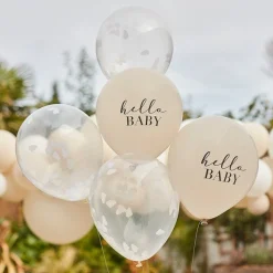 Hello Baby Cloud Confetti Latex Balloons - 12" (5Pk)<Party Delights Best