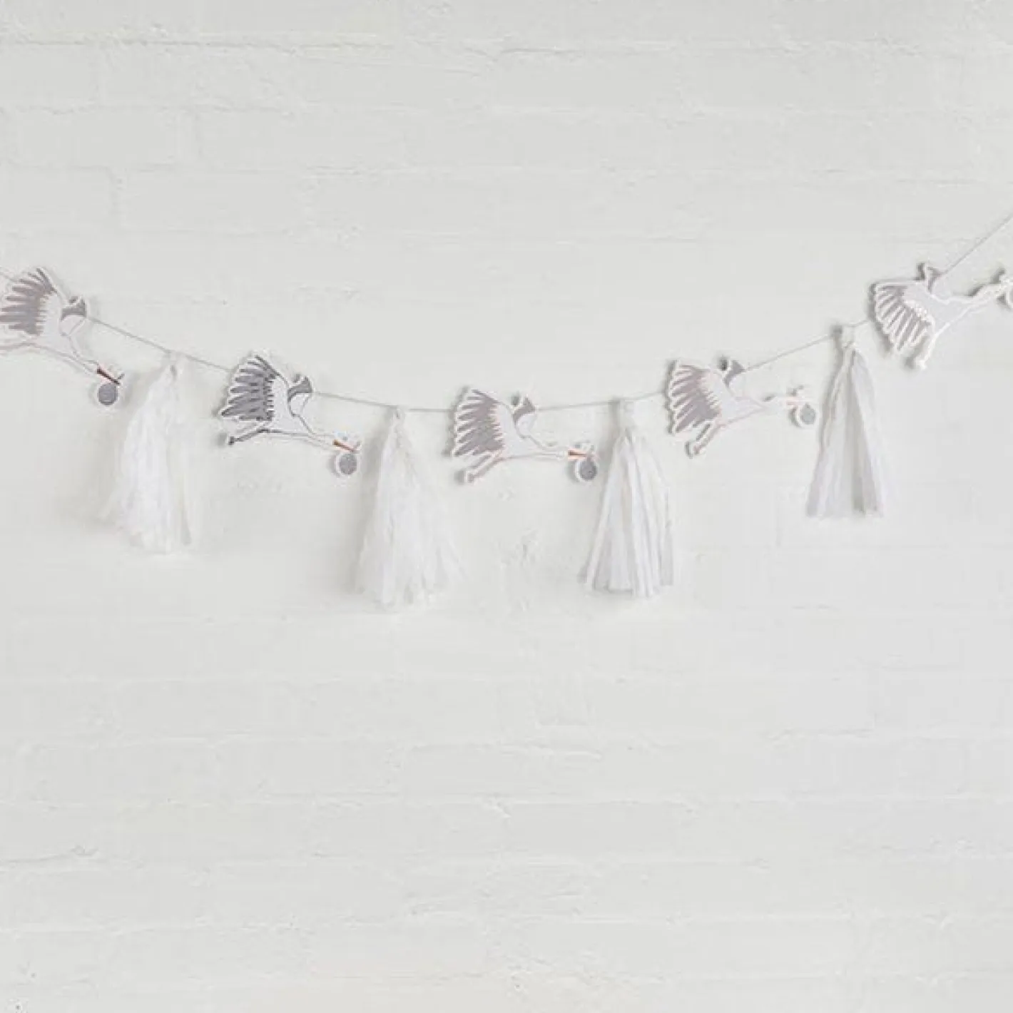 Hello Little One Stork & Tassel Garland - 3M<Party Delights Online