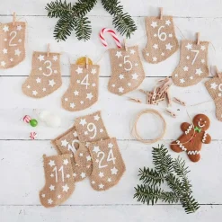 Party Delights Christmas Party Accessories<Hessian Stockings Advent Calendar (24Pk)
