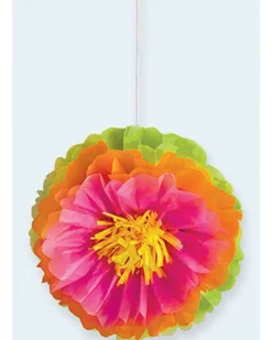 Hibiscus Pom Pom Paper Decorations - 40Cm (3Pk)<Party Delights Clearance