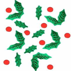 Party Delights Tableware<Holly Leaf & Berries Shaped Foil Confetti (13G)
