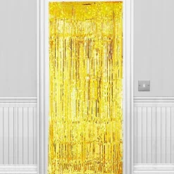 Holographic Gold Foil Door Curtain - 2.4M X 92Cm<Party Delights Outlet