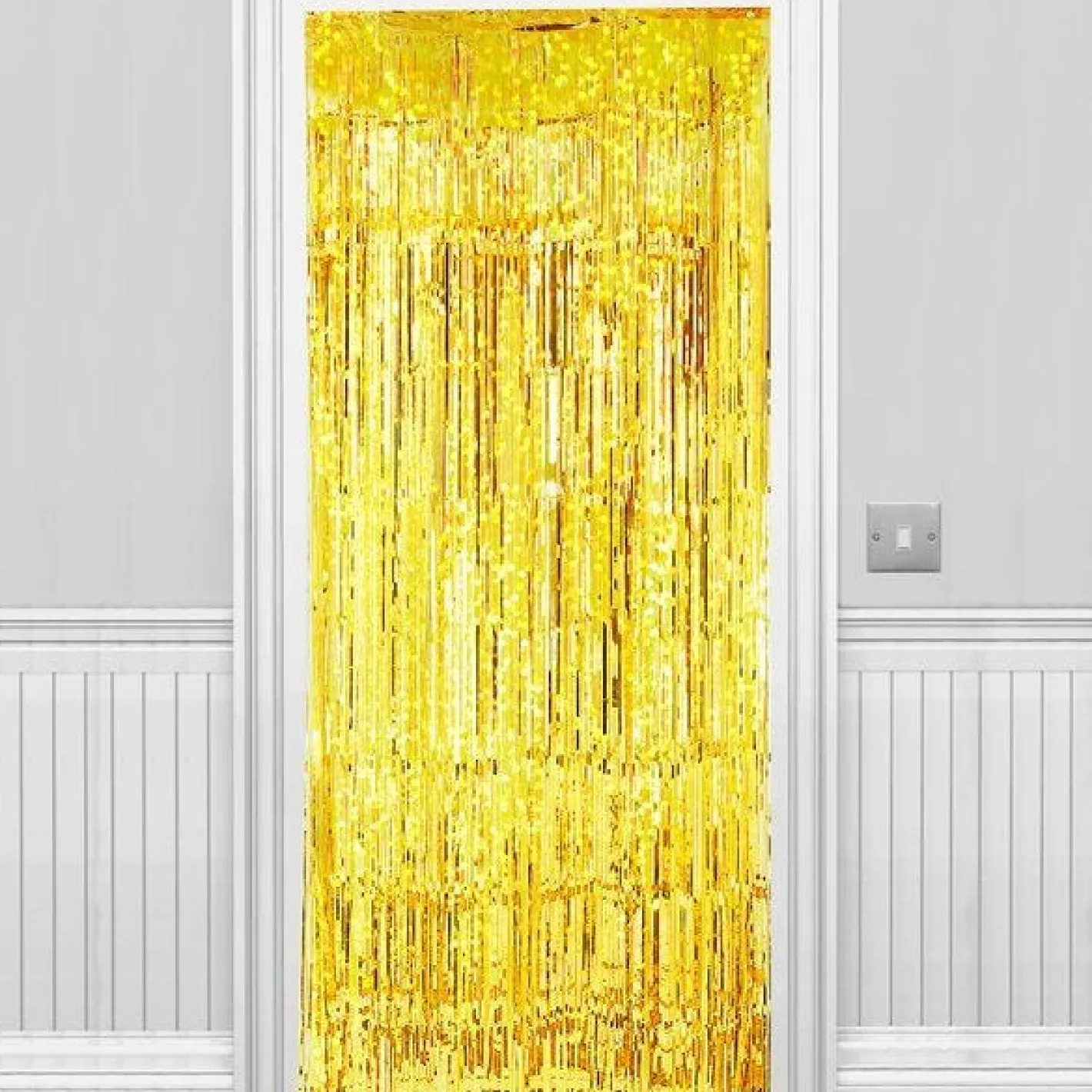 Holographic Gold Foil Door Curtain - 2.4M X 92Cm<Party Delights Outlet