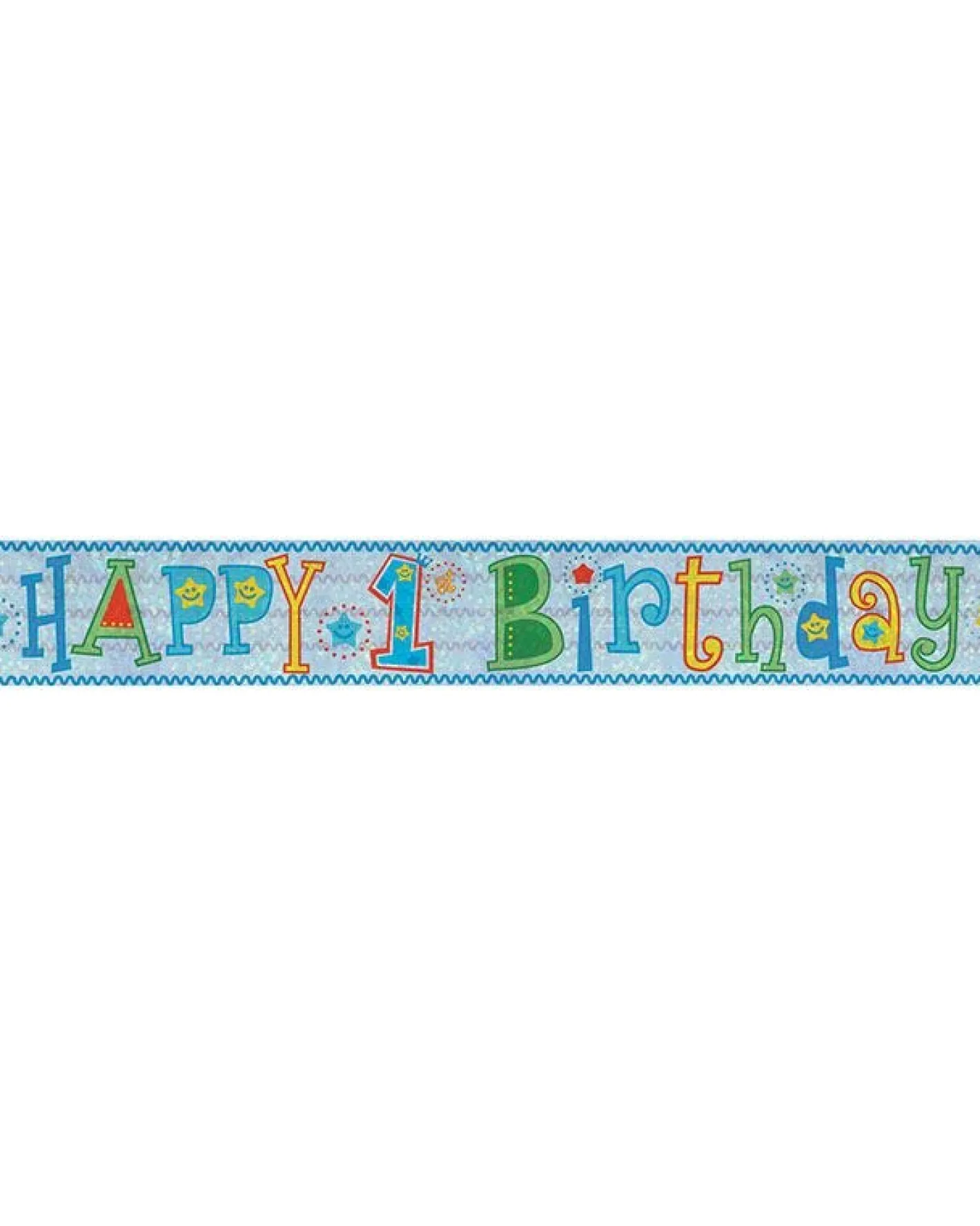 Holographic Happy 1St Birthday Boy Foil Banner - 2.7M<Party Delights Hot