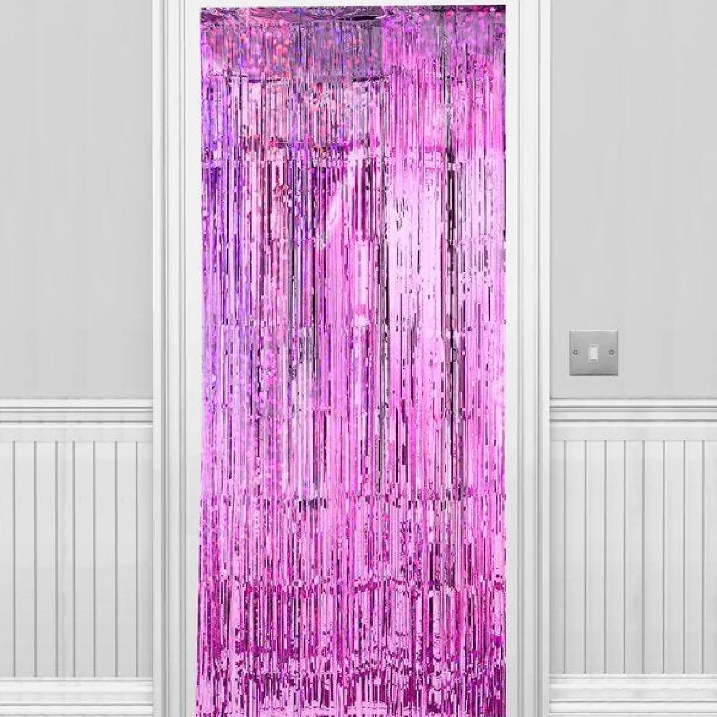 Holographic Pink Foil Door Curtain - 2.4M X 92Cm<Party Delights Best