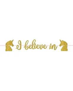 I Believe In Unicorns' Glitter Paper Banner - 3.65M<Party Delights New