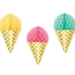 Ice Cream Honeycomb Hanging Cutouts (3Pk)<Party Delights Hot