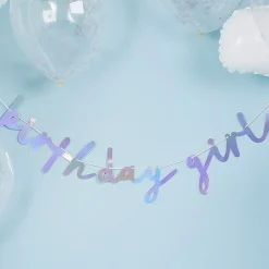 Iridescent 'Birthday Girl' Paper Banner - 2M<Party Delights Clearance