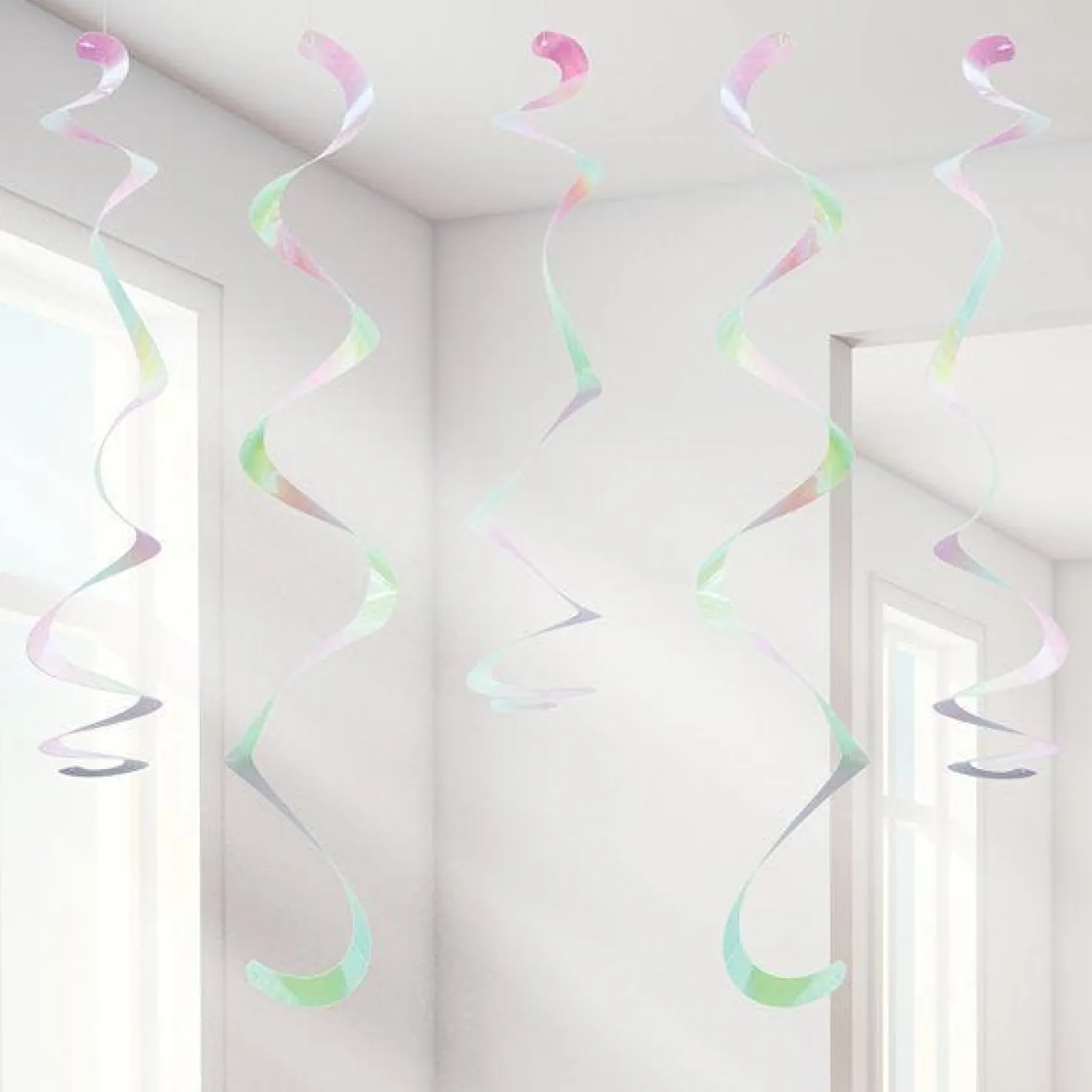 Iridescent Hanging Swirls - 45Cm (10Pk)<Party Delights Best