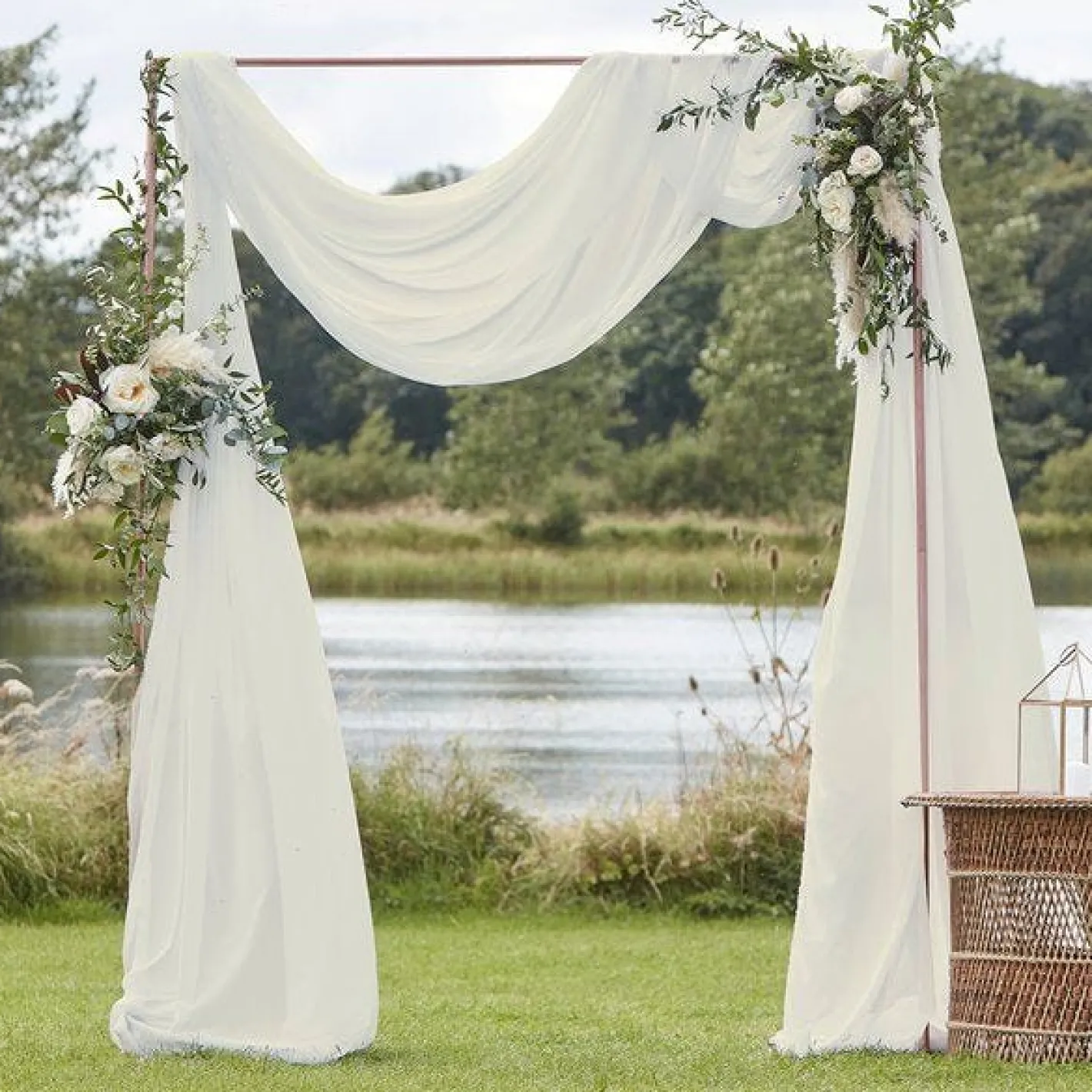 Ivory Draping Voile Backdrop - 6M X 2.5M<Party Delights Hot