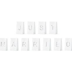 Just Married Lantern Candle Bags - 19Cm (11Pk)<Party Delights