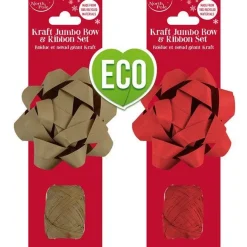 Party Delights Gift Wrapping<Kraft Bow And Raffia Cop - 2 Assorted Designs