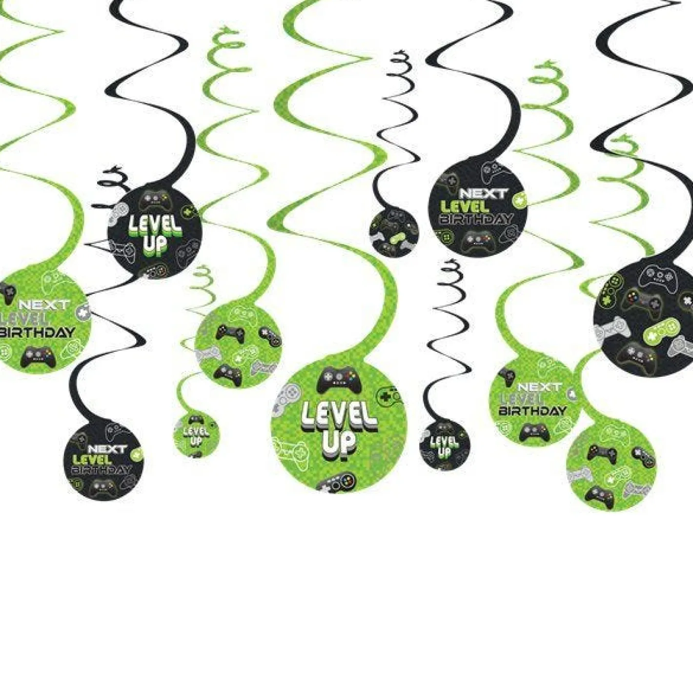 Level Up Swirl Decorations (12Pk)<Party Delights Online