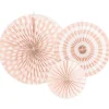 Light Pink Patterned Paper Fans 23Cm-40Cm (3Pk)<Party Delights Discount